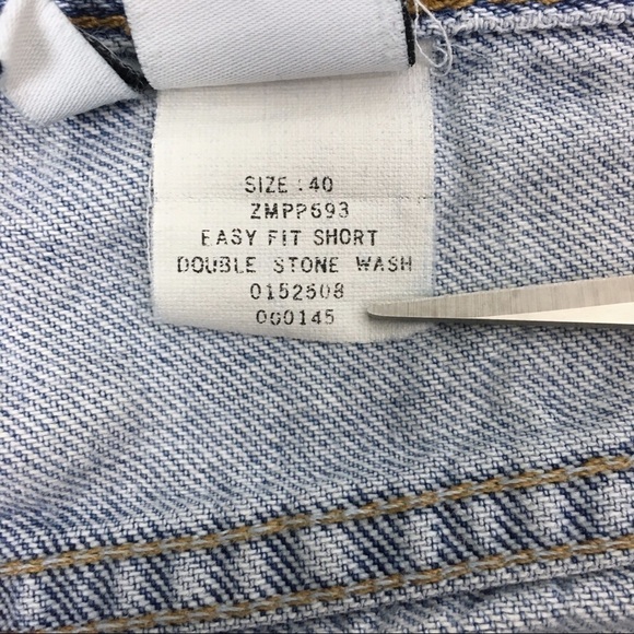 CALVIN KLEIN Vintage 90s Jean Shorts Denim Jorts Easy Fit Distressed Stone 40 - Picture 7 of 16